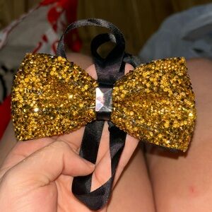 Bedazzled Gold Bow Tie